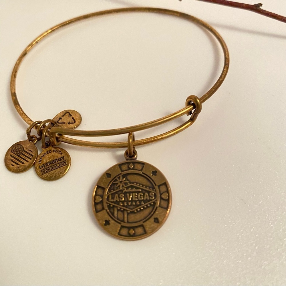 Alex And Ani Las Vegas Nevada Gold-Tone Charm Bangle Bracelet - Picture 3 of 4